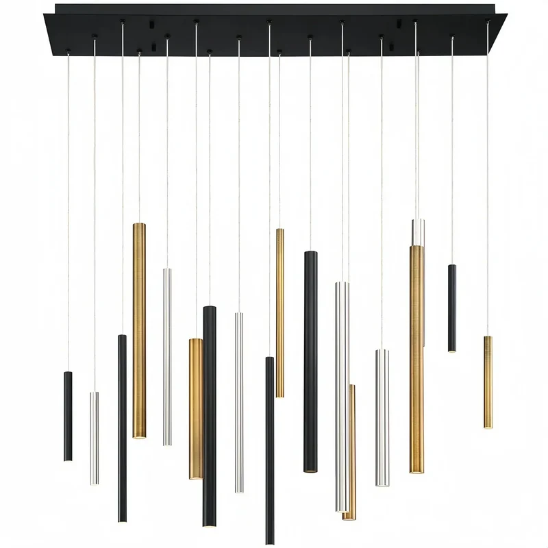 Moderne Lineaire Hanglamp met Verstelbare Aluminium Tubes en LED Spotverlichting voor Keukeneiland Eetkamer | Sansoti