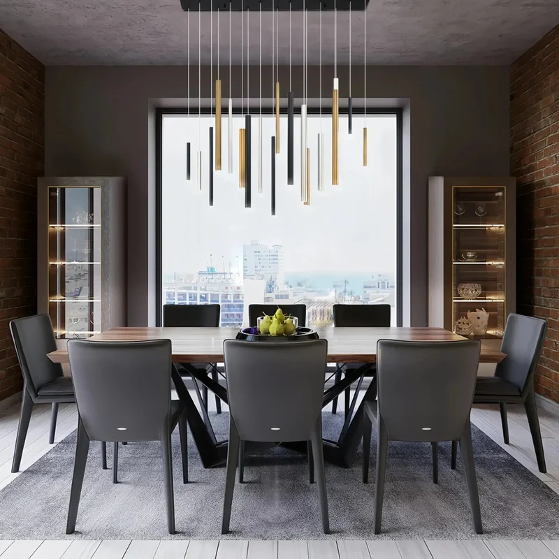 Moderne Lineaire Hanglamp met Verstelbare Aluminium Tubes en LED Spotverlichting voor Keukeneiland Eetkamer | Sansoti