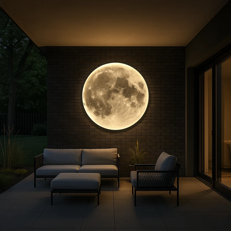 Wandlamp Maan Design LED Verlichting met Driekleurig Licht voor Woonkamer Slaapkamer Terras Tuin 40-80cm | Sansoti