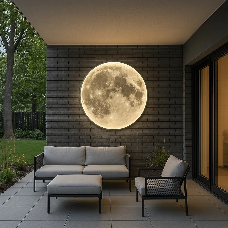 Wandlamp Maan Design LED Verlichting met Driekleurig Licht voor Woonkamer Slaapkamer Terras Tuin 40-80cm | Sansoti