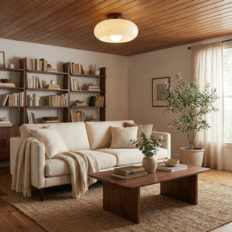 Plafondlamp Glazen Bol Crème Warm Wit LED E27 Bauhaus Design Hal Slaapkamer Woonkamer Plafondverlichting | Sansoti