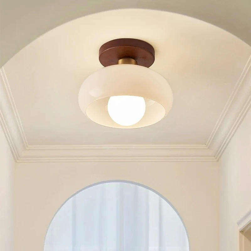 Plafondlamp Glazen Bol Crème Warm Wit LED E27 Bauhaus Design Hal Slaapkamer Woonkamer Plafondverlichting | Sansoti