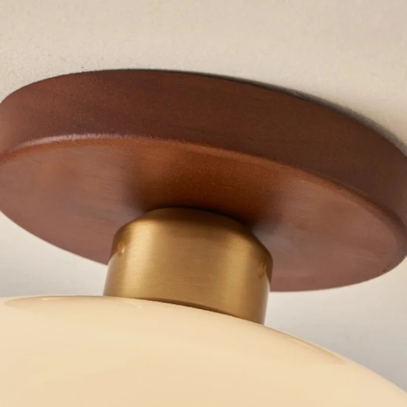 Plafondlamp Glazen Bol Crème Warm Wit LED E27 Bauhaus Design Hal Slaapkamer Woonkamer Plafondverlichting | Sansoti