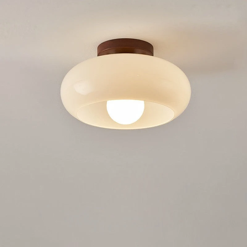 Plafondlamp Glazen Bol Crème Warm Wit LED E27 Bauhaus Design Hal Slaapkamer Woonkamer Plafondverlichting | Sansoti