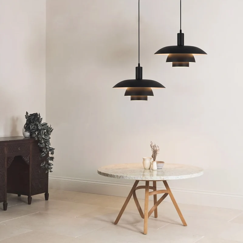 Scandinavische Metalen Hanglamp LED Dimbaar voor Eetkamer Keuken Woonkamer Plafondverlichting 29-39cm | Sansoti