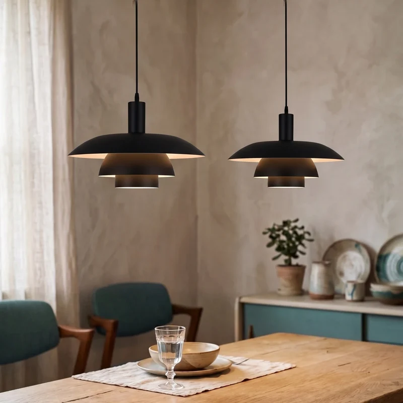 Scandinavische Metalen Hanglamp LED Dimbaar voor Eetkamer Keuken Woonkamer Plafondverlichting 29-39cm | Sansoti