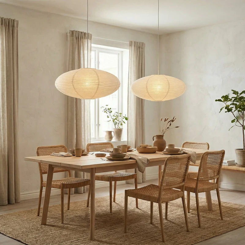 Hanglamp Papier Handgemaakt E27 Verstelbaar Eetkamer Woonkamer Scandinavisch Design Warm Sfeerverlichting | Sansoti