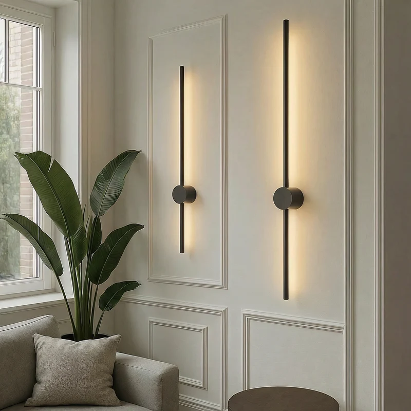 Minimalistische LED Wandlamp Lineair Design Zwart Goud 60-120cm Modern Interieur Eetkamer Bar Woonkamer | Sansoti