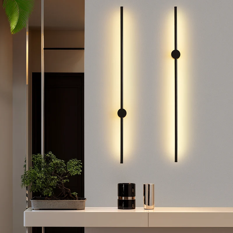 Minimalistische LED Wandlamp Lineair Design Zwart Goud 60-120cm Modern Interieur Eetkamer Bar Woonkamer | Sansoti