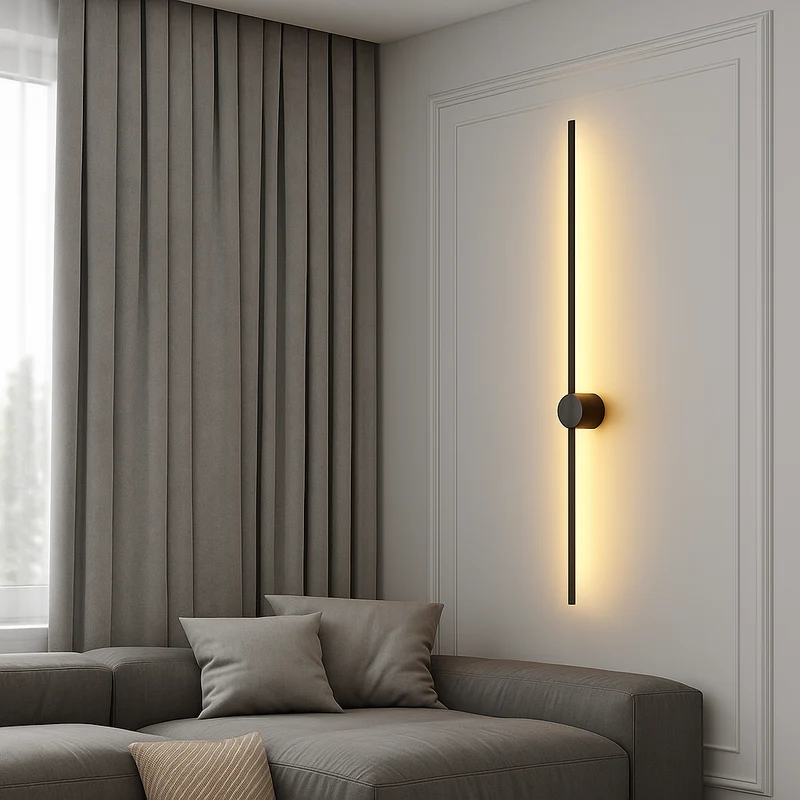 Minimalistische LED Wandlamp Lineair Design Zwart Goud 60-120cm Modern Interieur Eetkamer Bar Woonkamer | Sansoti