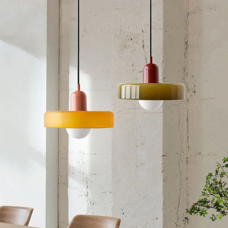 Geometrische Hanglamp Gekleurd Glas E27 Verstelbaar Eettafel Keukeneiland Retro Design Sfeerverlichting | Sansoti