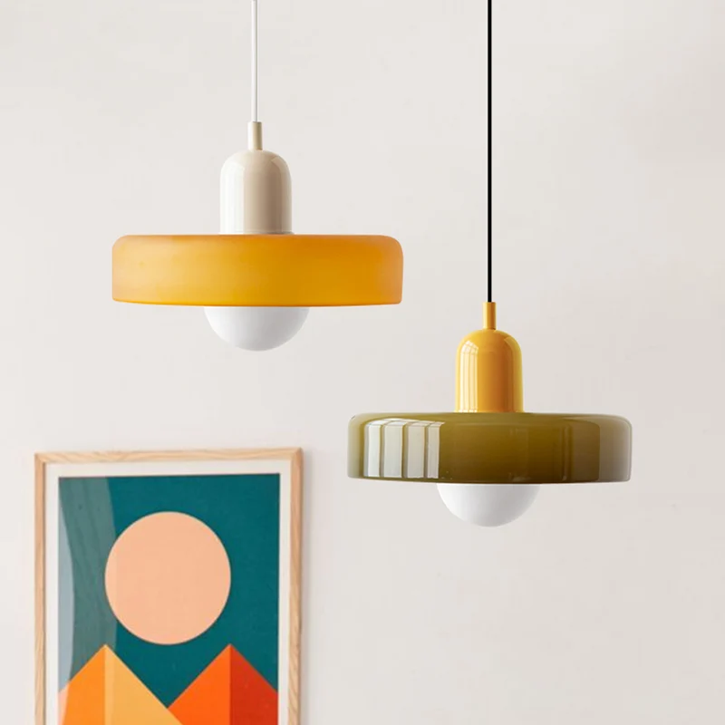 Geometrische Hanglamp Gekleurd Glas E27 Verstelbaar Eettafel Keukeneiland Retro Design Sfeerverlichting | Sansoti