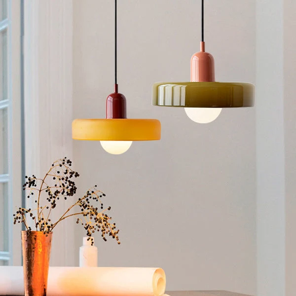 Geometrische Hanglamp Gekleurd Glas E27 Verstelbaar Eettafel Keukeneiland Retro Design Sfeerverlichting | Sansoti