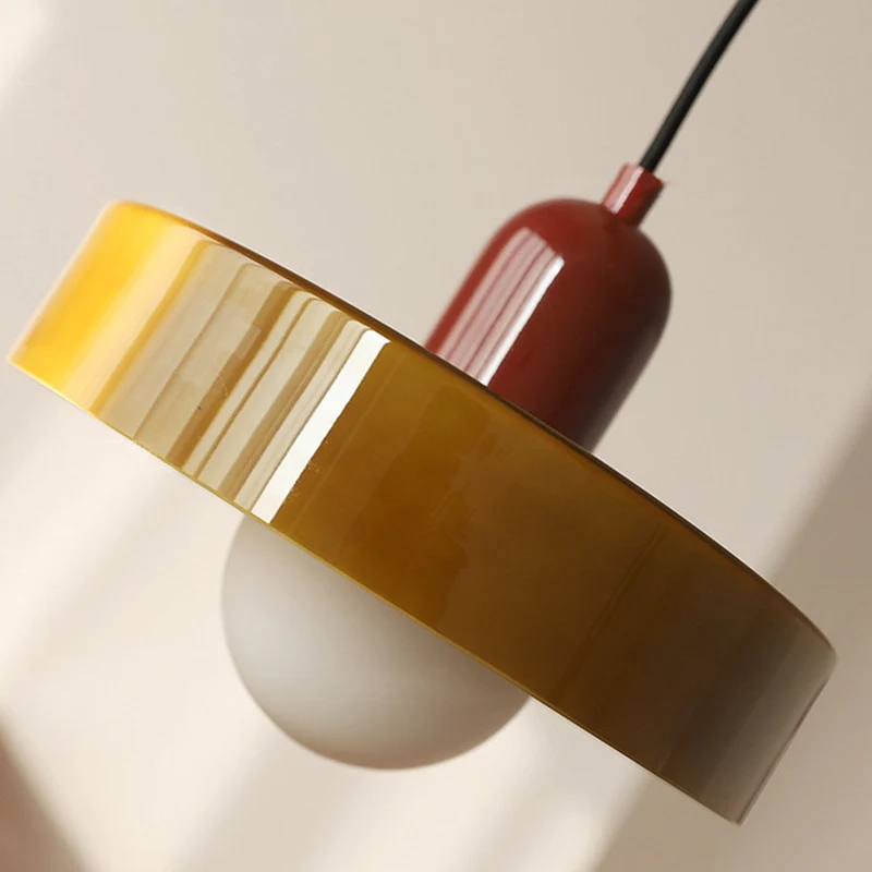 Geometrische Hanglamp Gekleurd Glas E27 Verstelbaar Eettafel Keukeneiland Retro Design Sfeerverlichting | Sansoti