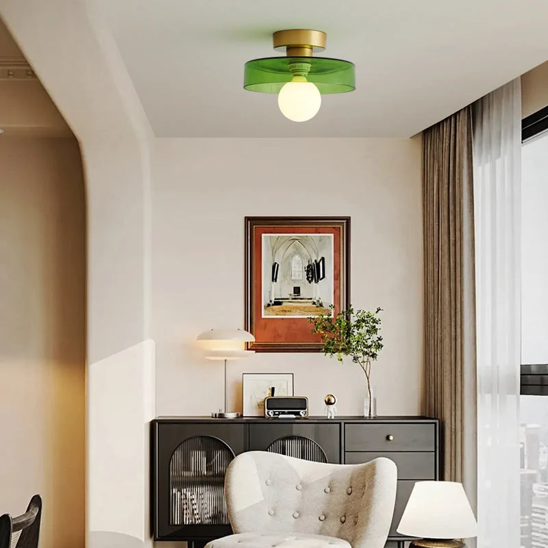 Plafondlamp Geometrisch Ø24cm Messing Glas Koper G9 Fitting Hal Slaapkamer Eetkamer Verlichting Interieur | Sansoti