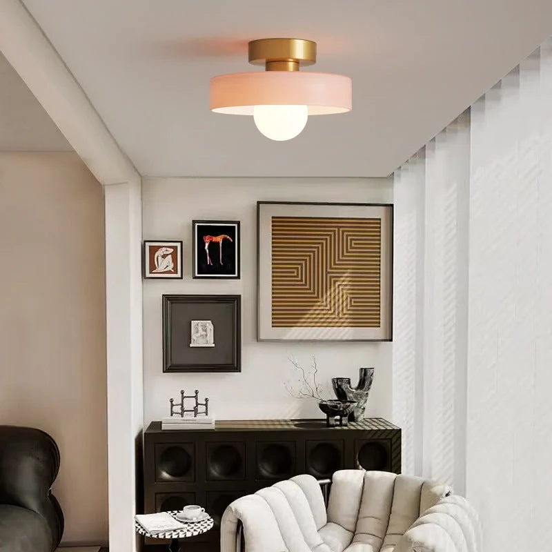 Plafondlamp Geometrisch Ø24cm Messing Glas Koper G9 Fitting Hal Slaapkamer Eetkamer Verlichting Interieur | Sansoti