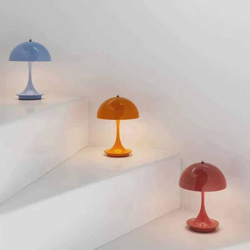 Draadloze Paddenstoel Tafellamp Oplaadbaar 24cm Warm Wit LED Sfeerverlichting Decoratief Binnen Buiten | Sansoti