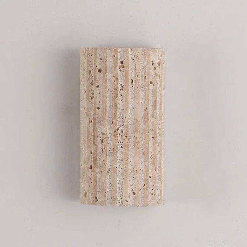 Travertijn Wandlamp Cilinder E27 Natuursteen Verlichting Voor Gang Slaapkamer Woonkamer 16.5cm Hoog Sfeervol | Sansoti