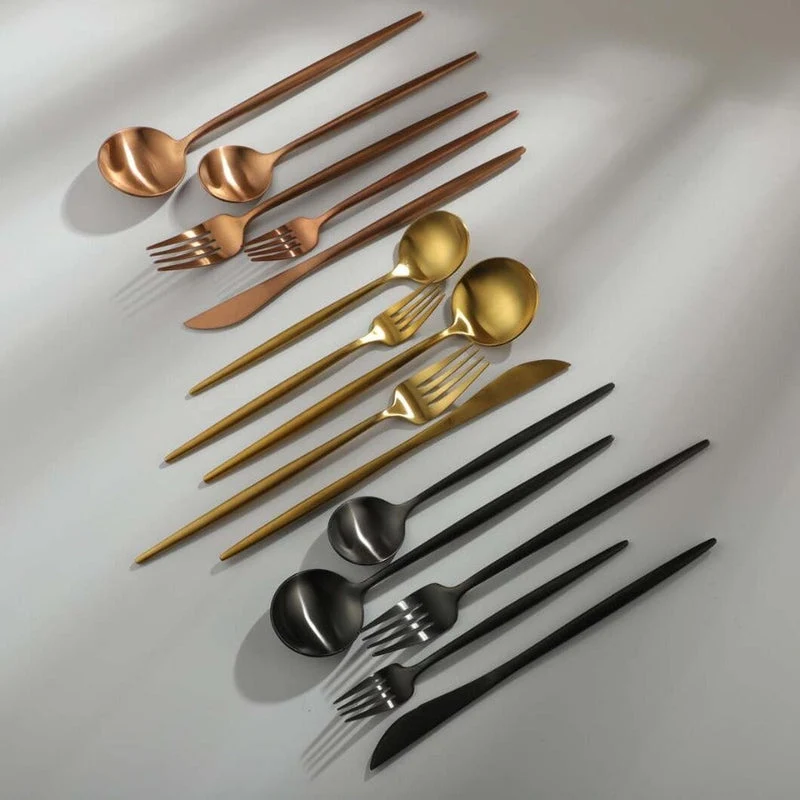 Bestek Set 18/10 RVS met Titanium Coating voor Moderne Gedekte Tafels 4 tot 16 Personen Elegante Tafelbestek | Sansoti