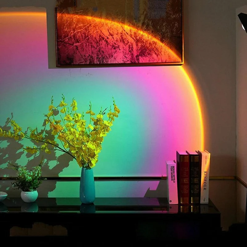 Tafellamp met Projectie Zonsondergang Sfeerlicht LED Dimbaar Nachtlampje voor Slaapkamer Woonkamer Sfeer | Sansoti