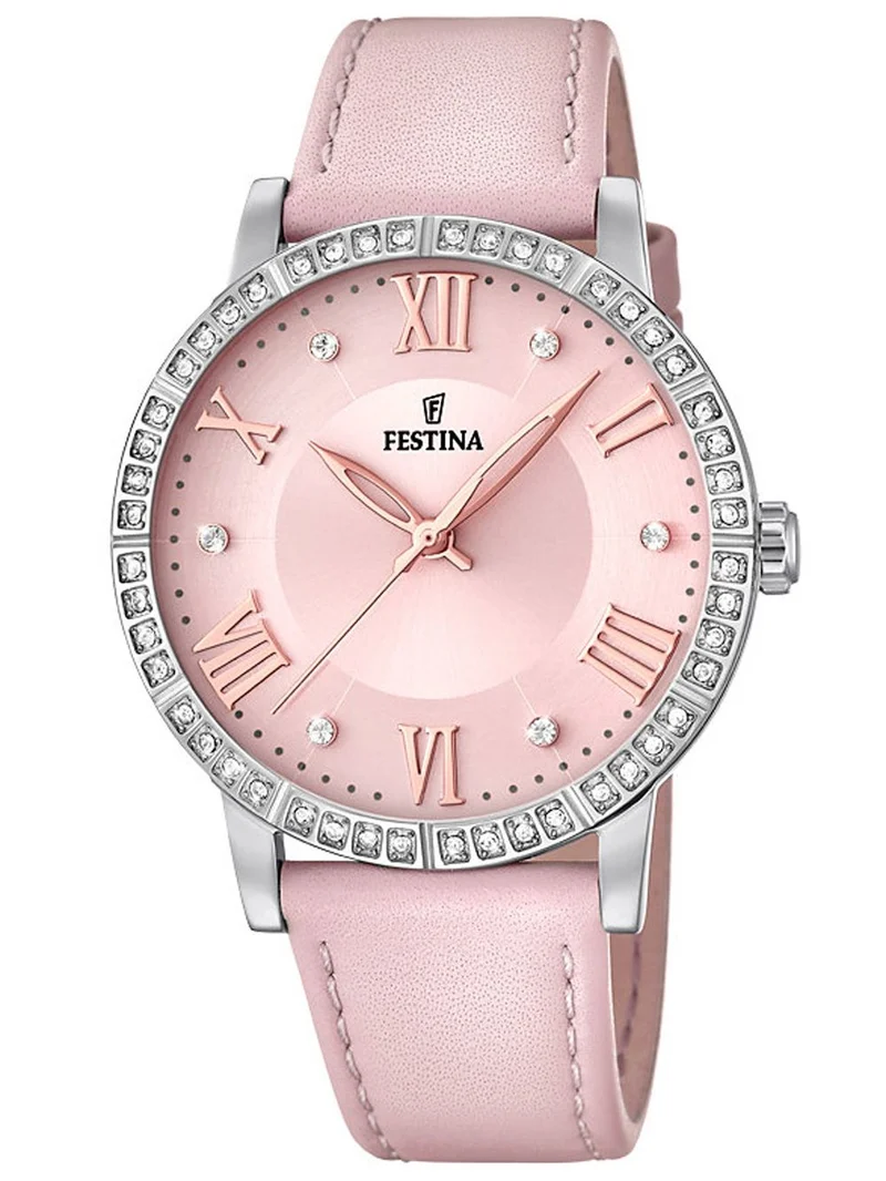 Festina Boyfriend F20412/2 Damenuhr Rosa • Mineralglas • Zirkonia-Besatz
