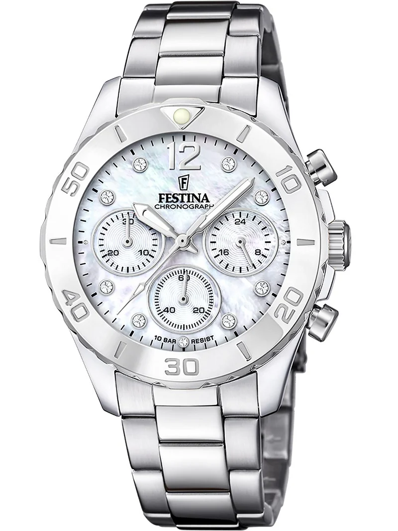 Festina Boyfriend F20603/1 Damen • Perlmutt-Chronograph • Edelstahl-Gliederband