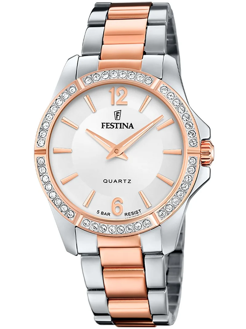 Festina Mademoiselle F20595/1 Damenuhr Bicolor • Mineralglas • Zirkonsteine am Gehäuse