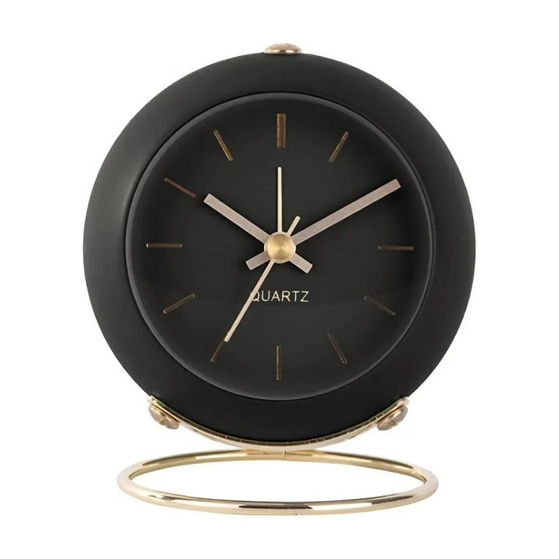 Runder Vintage Wecker in Schwarz