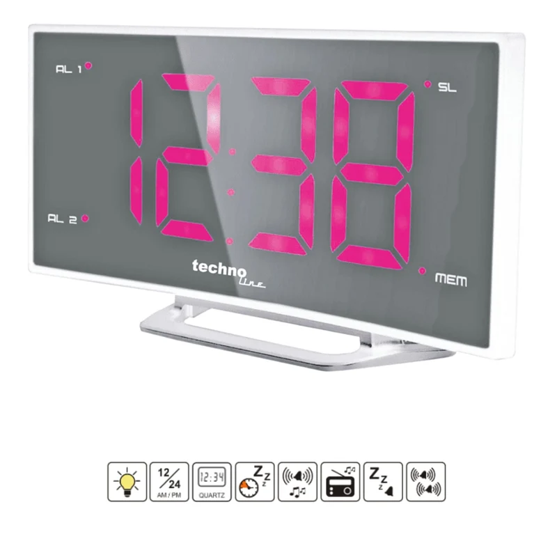 Radiowecker - 2 Alarme - Technoline WT 460 - Pink