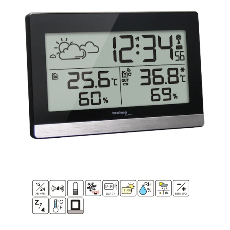 Digitale Funkuhr - Thermometer / Hygrometer - Technoline WS 9255