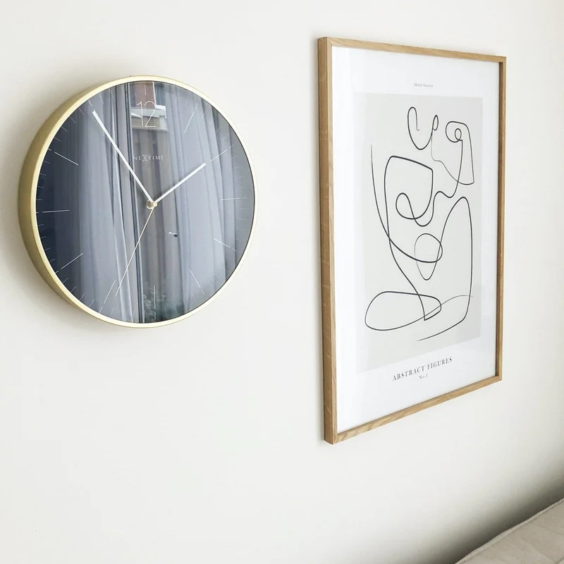 Wall clock - 34 cm - Glass / Metal - Vintage 'Essential Gold'