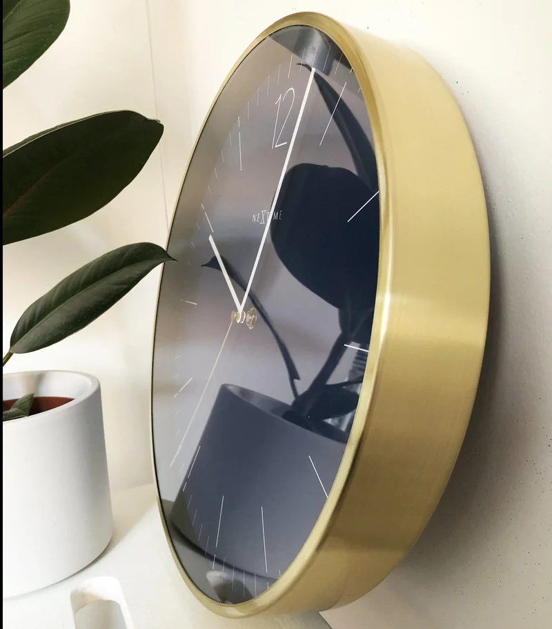 Wall clock - 34 cm - Glass / Metal - Vintage 'Essential Gold'