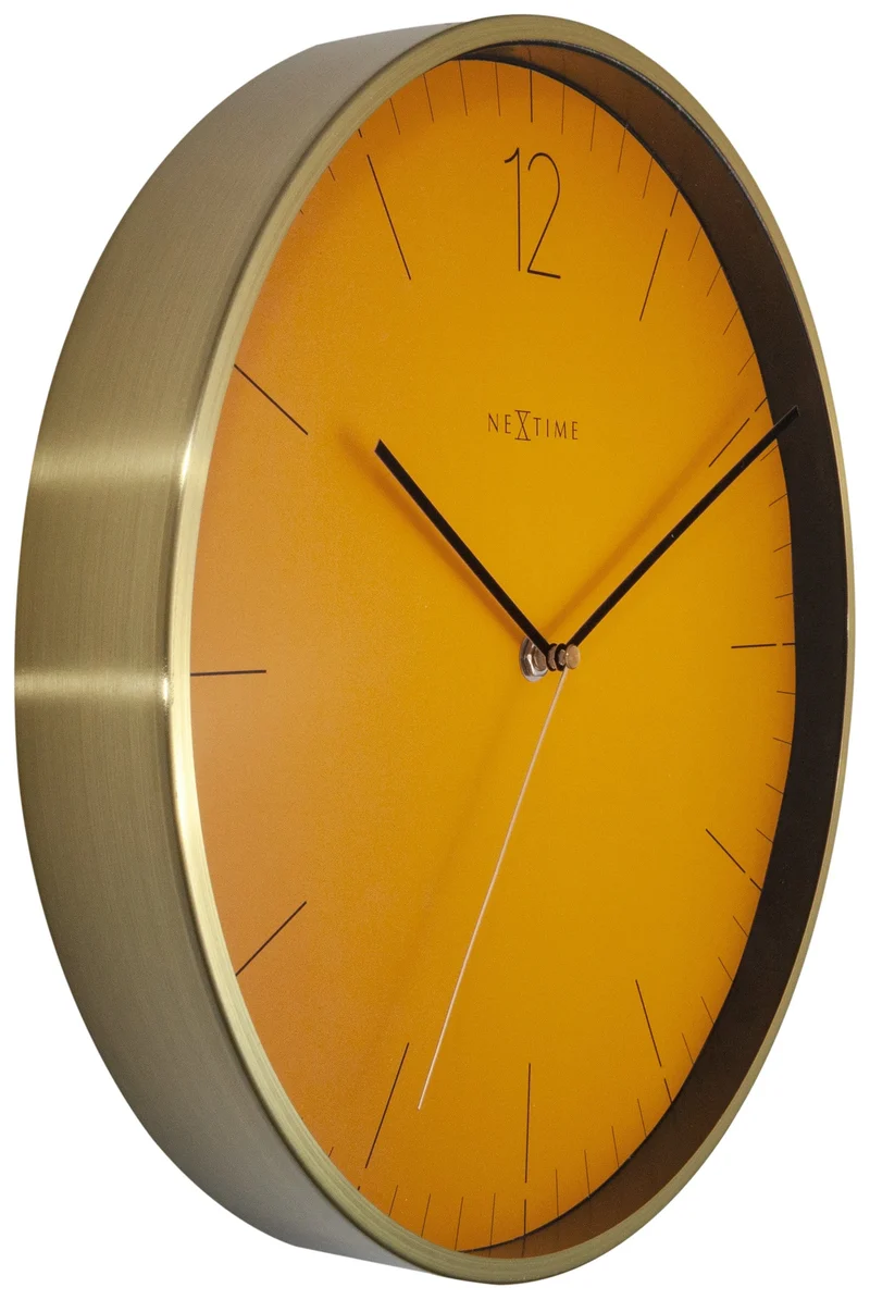 Wall clock - 34 cm - Glass / Metal - Vintage 'Essential Gold'