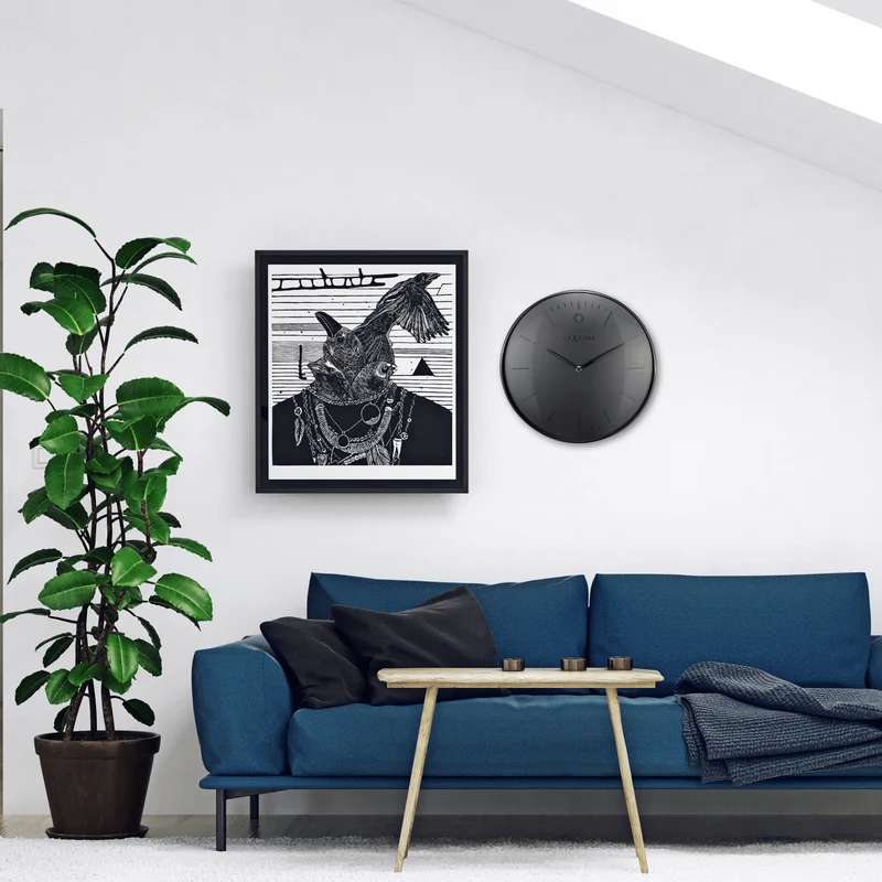 Wall clock- 40 cm - Metal - Dome shaped glass- 'Glamour'