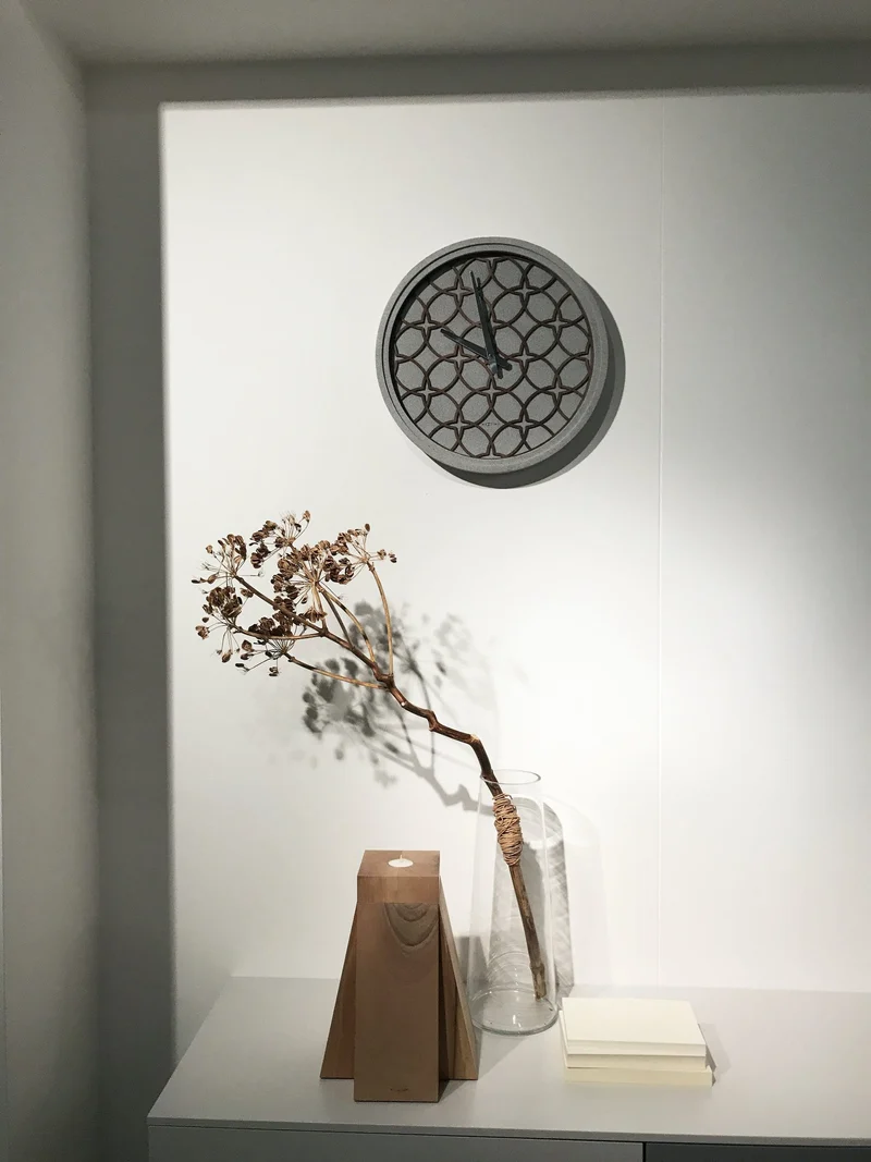 Wall Clock - 39.5 cm - Polyresin/Wood - 'Concreto love'