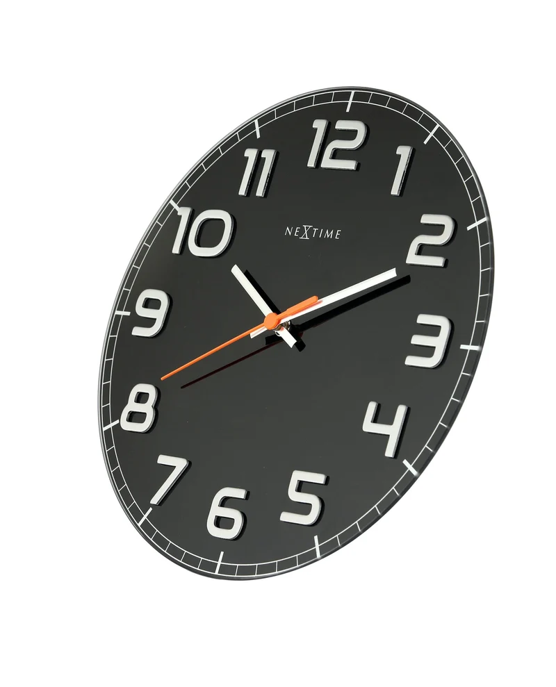 Wall clock - 30 x 3.5 cm - Glass - 'Classy Round'