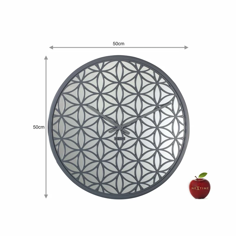 Wall clock - 50 cm - Wood/Mirror - 'Bella Mirror'