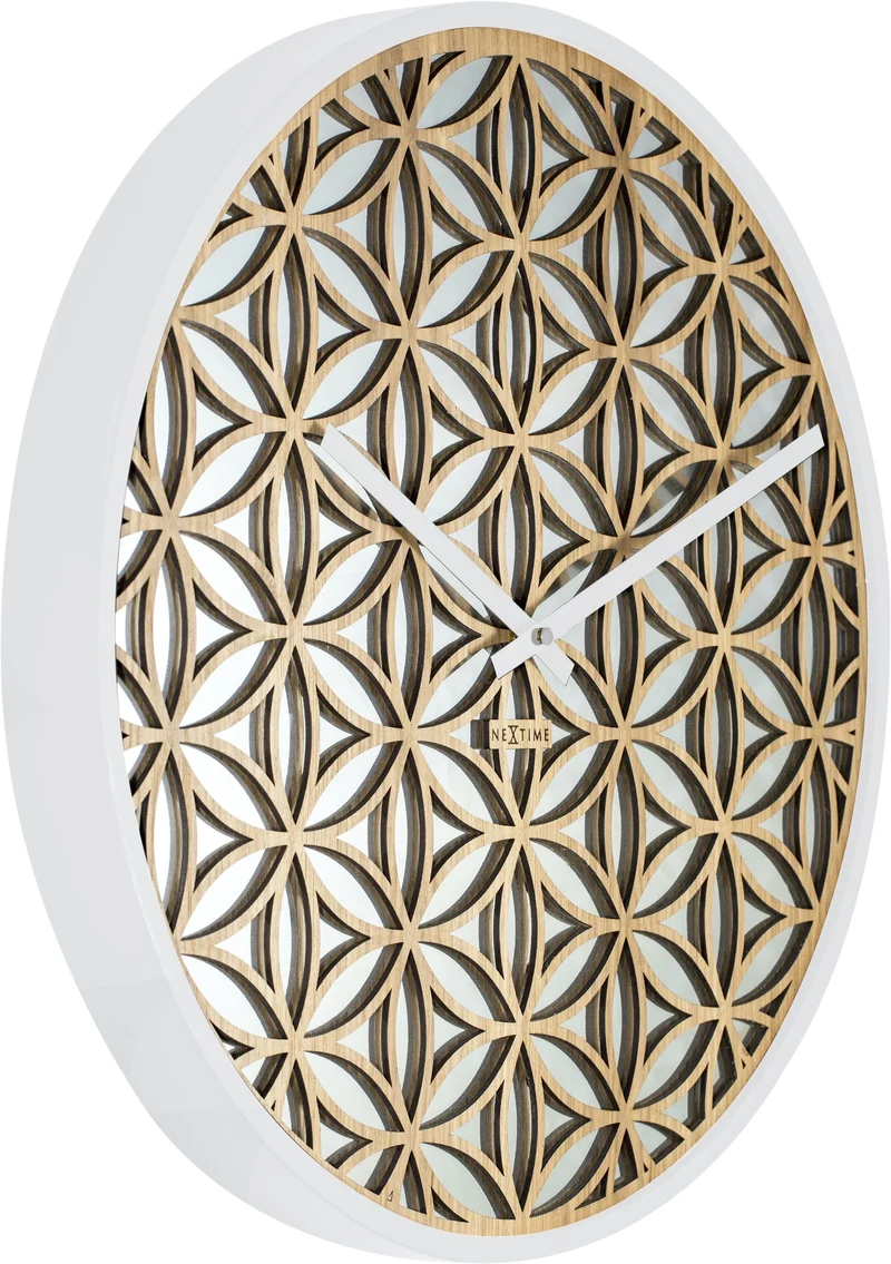 Wall clock - 50 cm - Wood/Mirror - 'Bella Mirror'