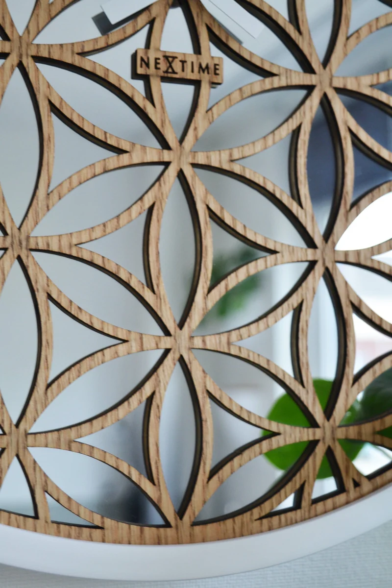 Wall clock - 50 cm - Wood/Mirror - 'Bella Mirror'