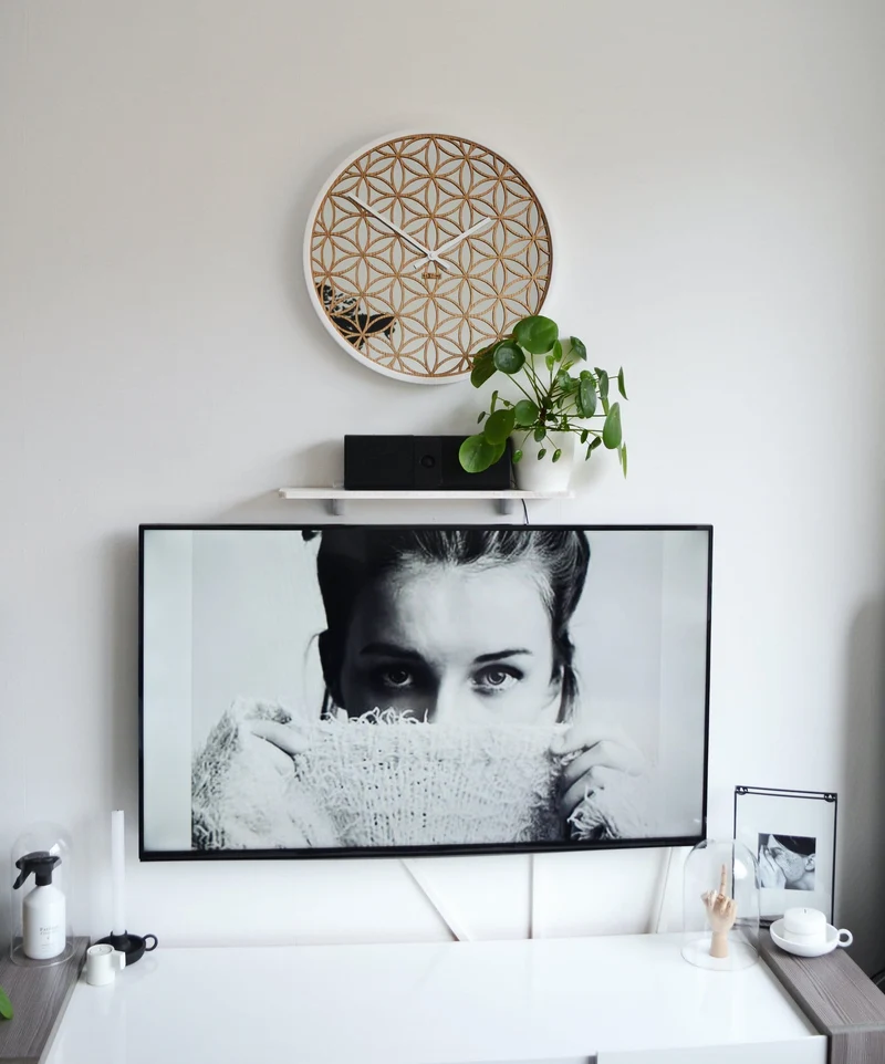 Wall clock - 50 cm - Wood/Mirror - 'Bella Mirror'