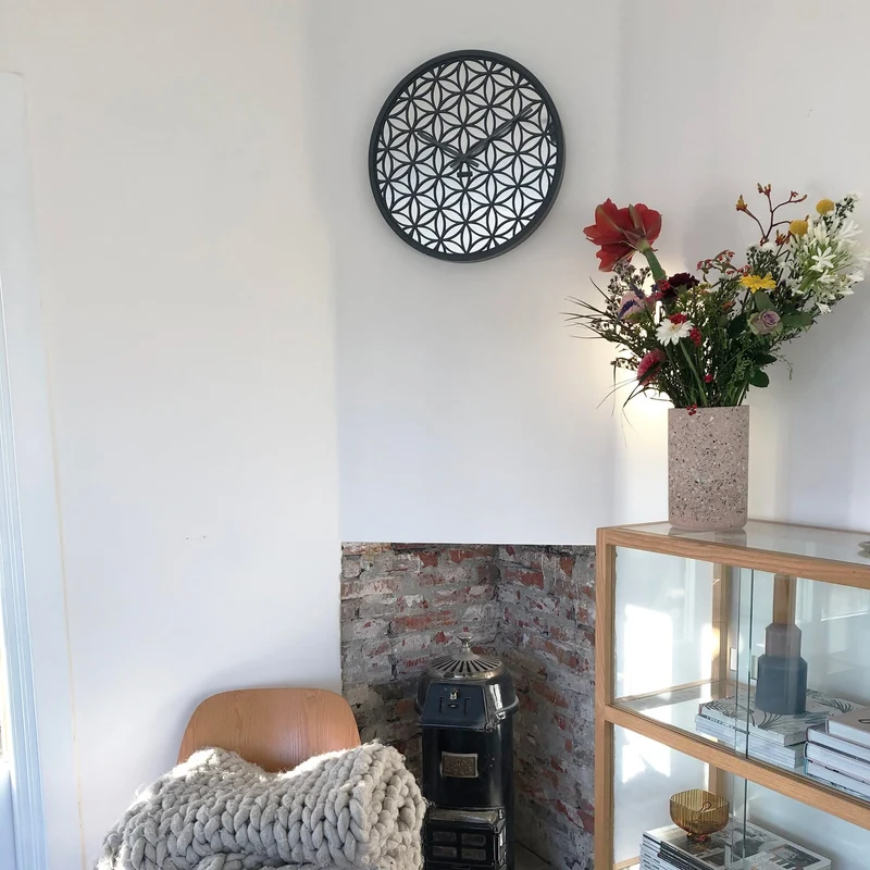 Wall clock - 50 cm - Wood/Mirror - 'Bella Mirror'
