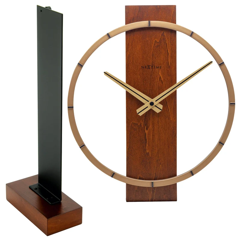 Table / Wall clock - 34 x 27 cm - Wood/Steel - 'Carl Small'