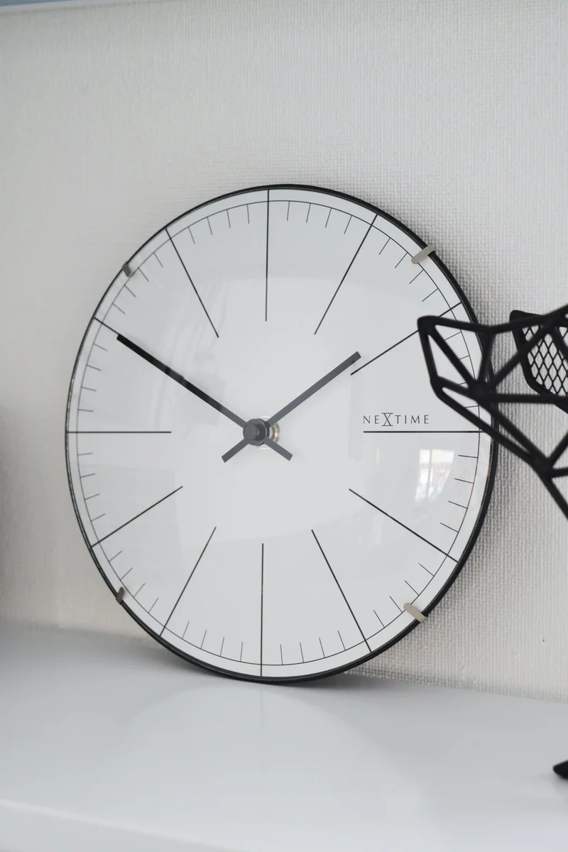 Wall clock/ Table clock- 20 cm- Glass - Dome Shaped Glass- 'Big Stripe Mini Dome'