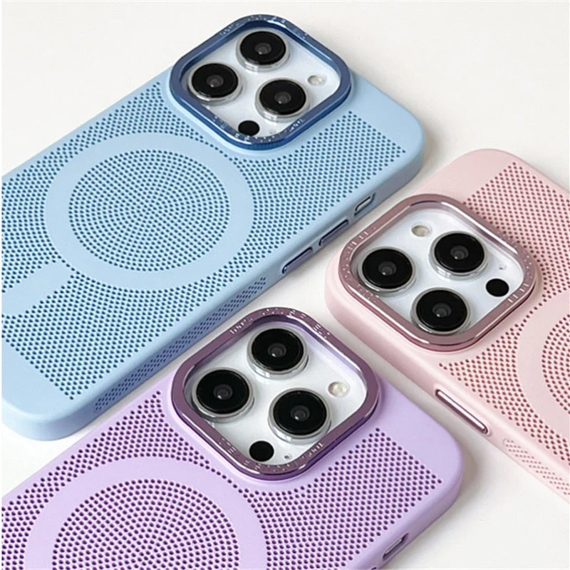 Warmteafvoerende Telefoonhoes MagSafe iPhone 14 15 16 met Camera Bescherming TPU Grip Magnetisch Slank | Sansoti