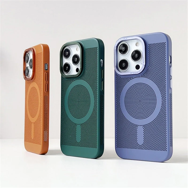 Warmteafvoerende Telefoonhoes MagSafe iPhone 14 15 16 met Camera Bescherming TPU Grip Magnetisch Slank | Sansoti
