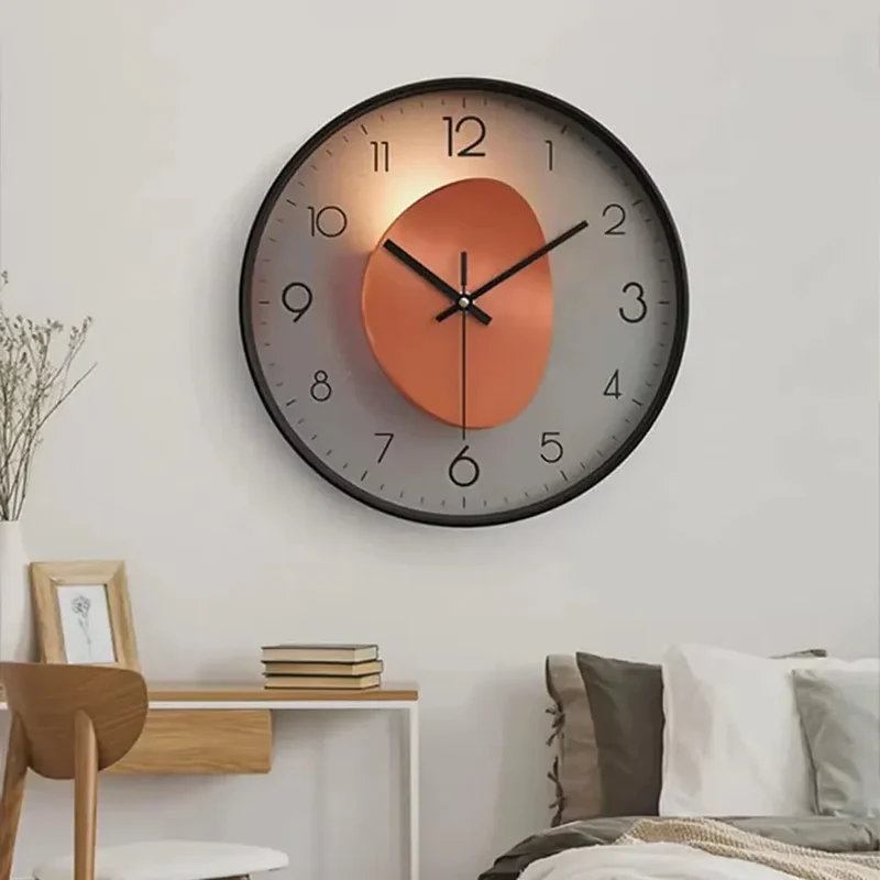 Wandklok Stil Quartz 20cm Kunststof Glas Metalen Wijzers Analoog Slaapkamer Woonkamer Kantoor Werkkamer Geen Tik-Tak Geluid AA Batterij | Sansoti