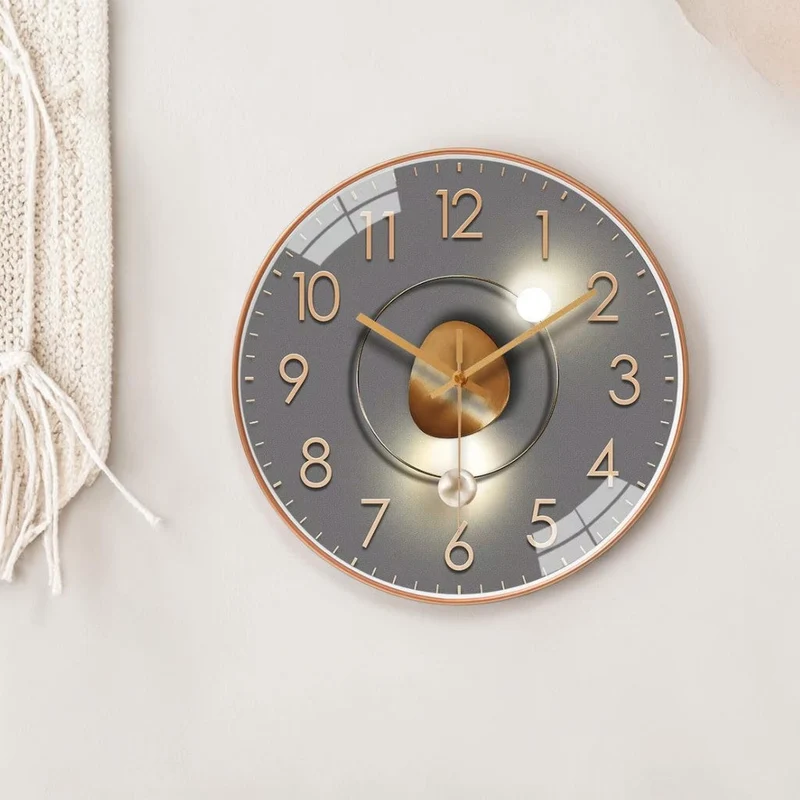 Wandklok Stil Quartz 20cm Kunststof Glas Metalen Wijzers Analoog Slaapkamer Woonkamer Kantoor Werkkamer Geen Tik-Tak Geluid AA Batterij | Sansoti