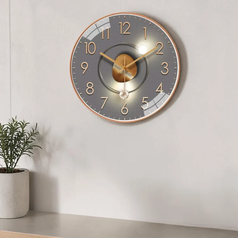 Wandklok Stil Quartz 20cm Kunststof Glas Metalen Wijzers Analoog Slaapkamer Woonkamer Kantoor Werkkamer Geen Tik-Tak Geluid AA Batterij | Sansoti