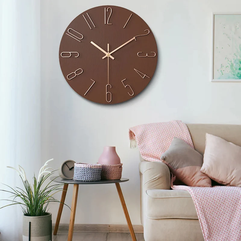 Stille Wandklok 30cm Moderne Woonkamer Decoratie Quartz Uurwerk Minimalistisch Interieur Tijdweergave | Sansoti