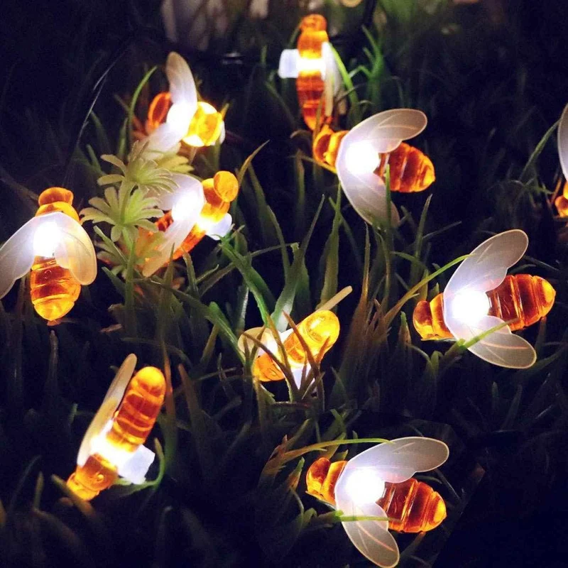 Zonnelampen Lichtsnoer Bijen 30-50 LED Warmwit Tuin Sfeerverlichting Waterdicht Decoratief IP65 Buitenverlichting | Sansoti